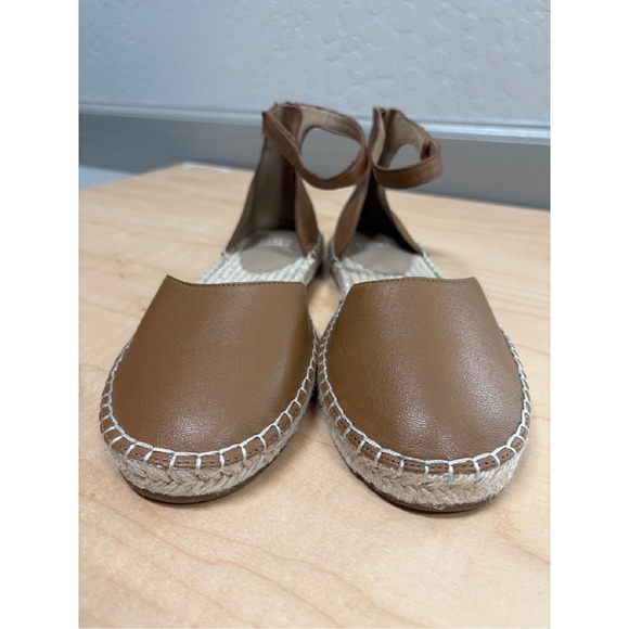 Eileen Fisher Lala Espadrille Ankle Strap Leather Sandals Tan Flats Shoes Sz 8.5 - Picture 2 of 6